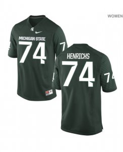 Women's Michigan State Spartans NCAA #74 Jack Henrichs Green Authentic Nike Stitched College Football Jersey QH32A43YU